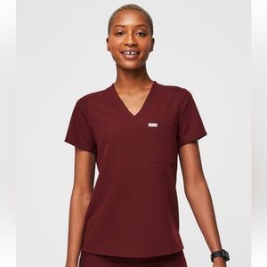 SOLD Burgundy Figs Catarina One Pocket Scrub Top